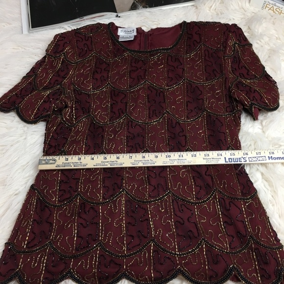 Vintage Stenay Petite Beaded 100% Silk Blouse - Picture 4 of 8